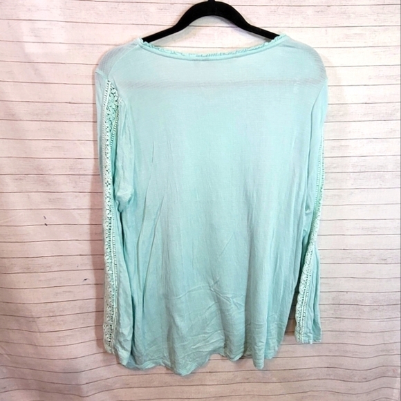 Soft Surroundings Cecelia Embroidered Long Sleeve Tunic in Mint, sz Medium - Picture 7 of 12